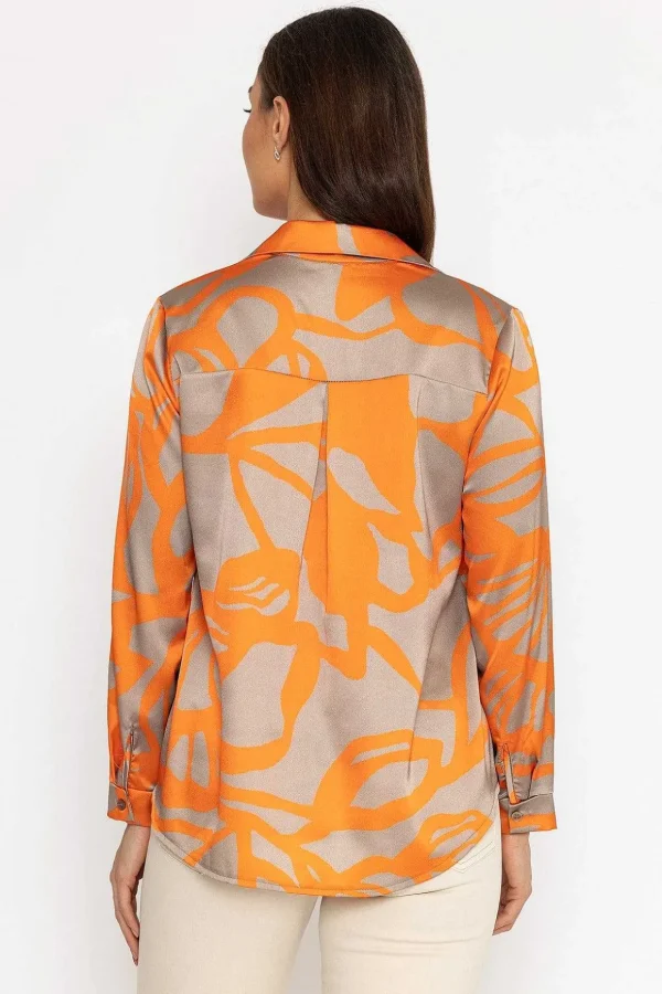 Sateen Shirt In Orange Print