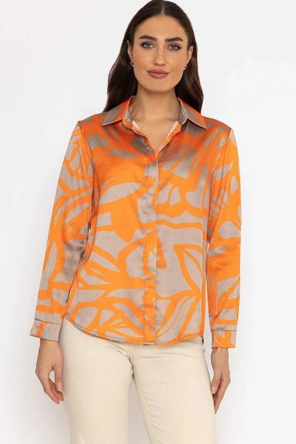 Sateen Shirt In Orange Print