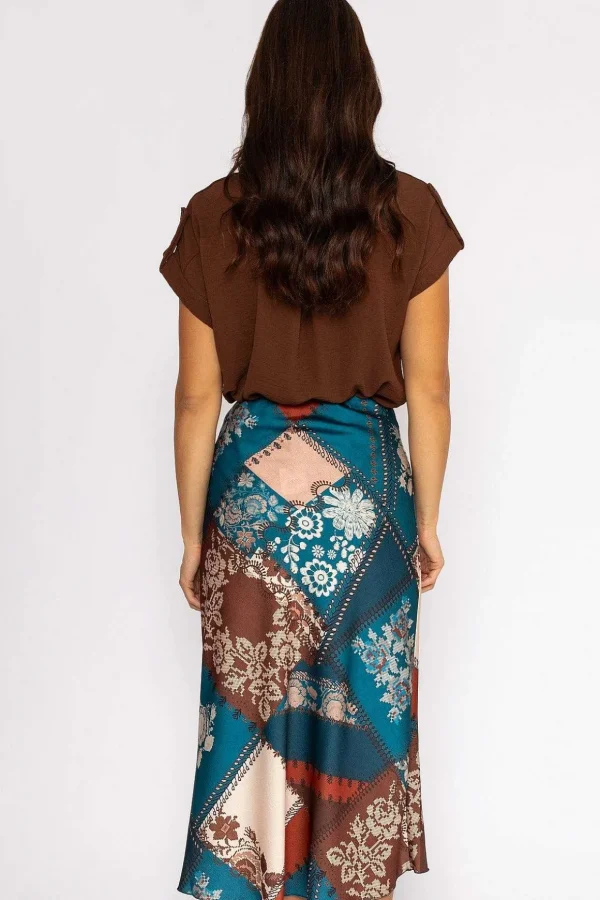 Sateen Slip Skirt In Teal