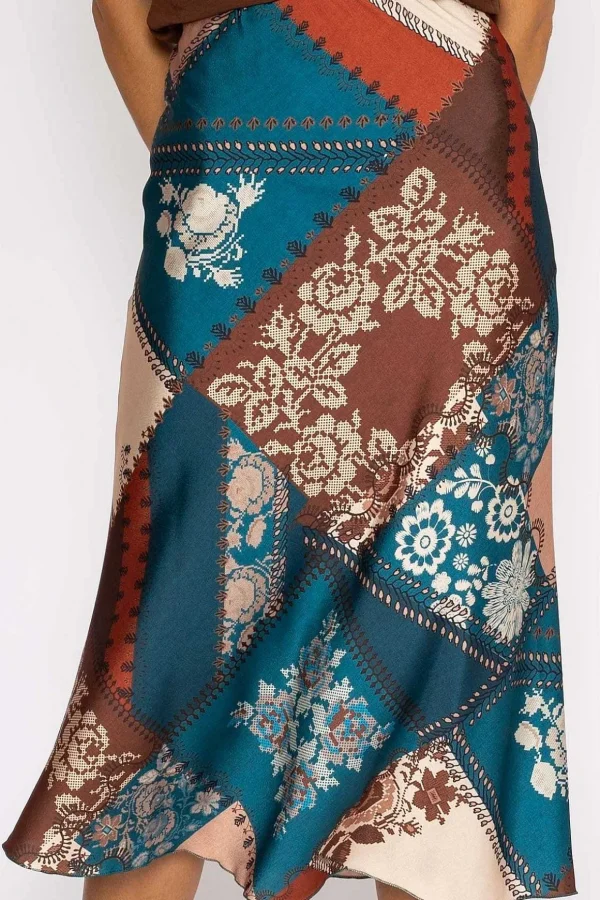 Sateen Slip Skirt In Teal