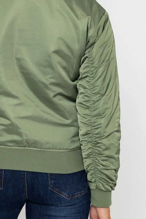 Satin Bomber In Khaki
