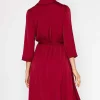 Satin V-Neck Dress In Burgundy