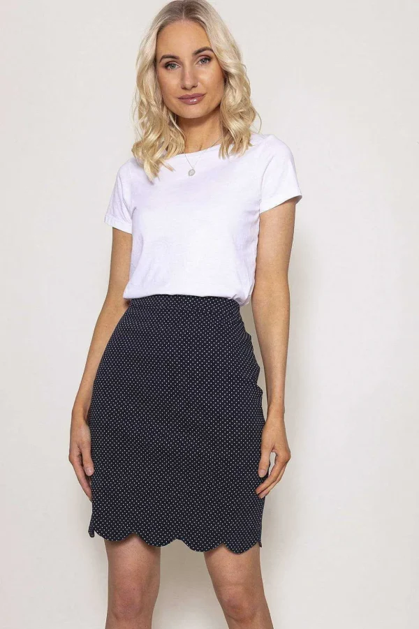Scallop Hem Skirt In Navy