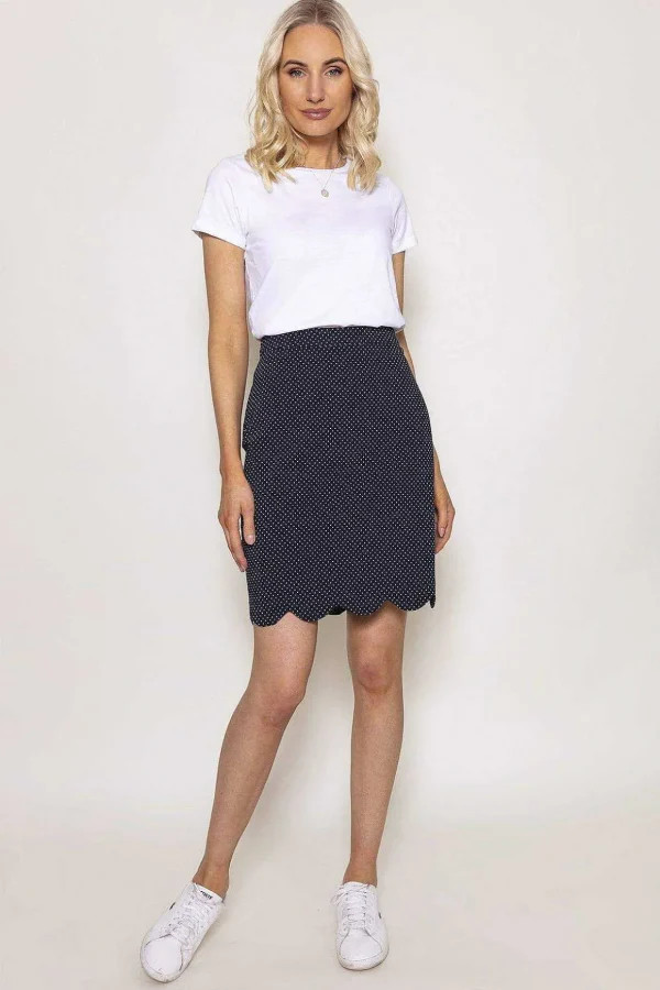 Scallop Hem Skirt In Navy