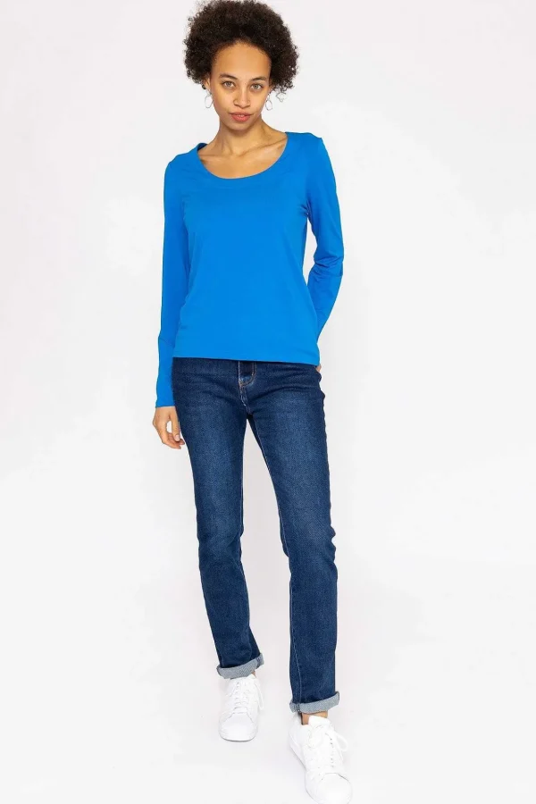Scoop Neck Tee In Cobalt
