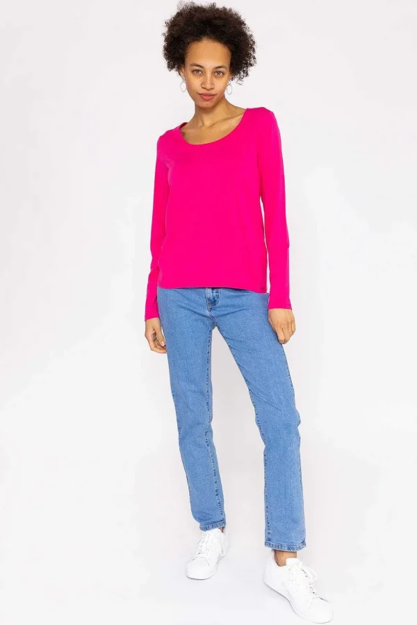 Scoop Neck Tee In Pink