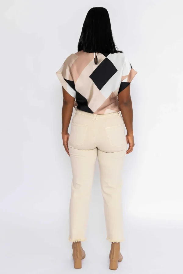 Seamless Hem Jeans In Cream