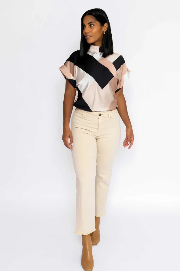 Seamless Hem Jeans In Cream