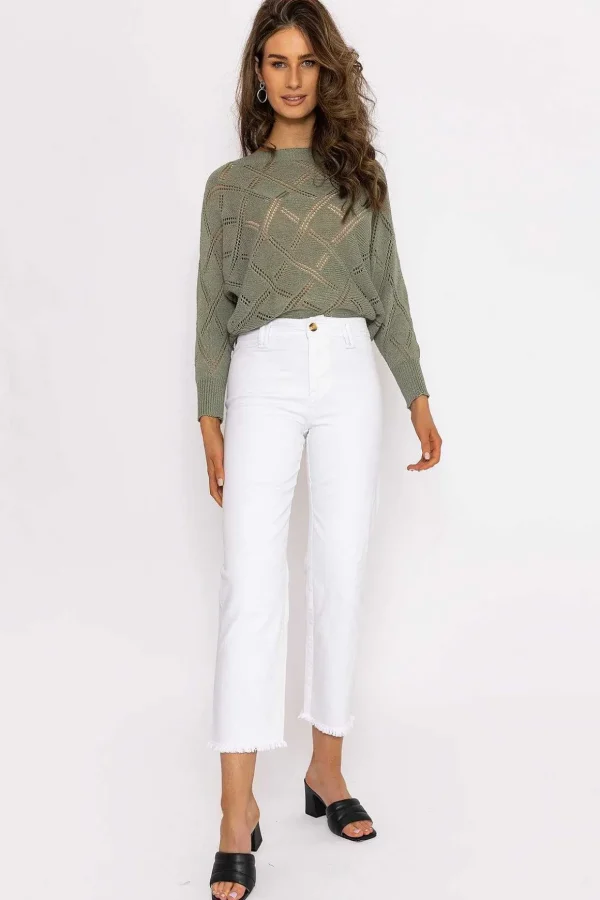 Seamless Hem Jeans In Ecru