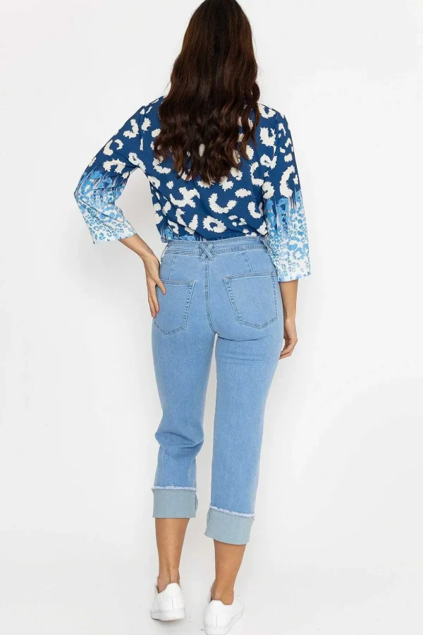 Seamless Turn Up Jeans In Light Denim