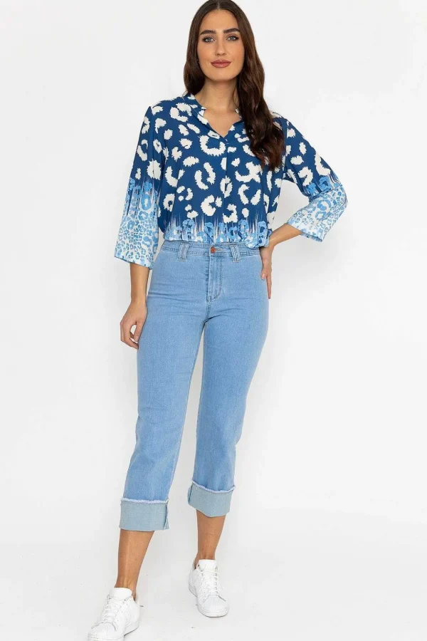 Seamless Turn Up Jeans In Light Denim