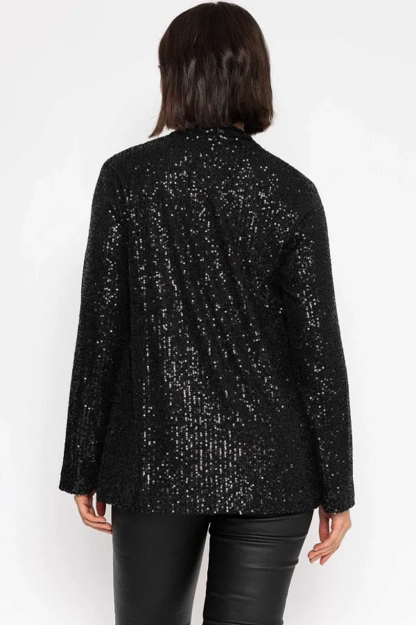 Sequin Chuck On Jacket In Black