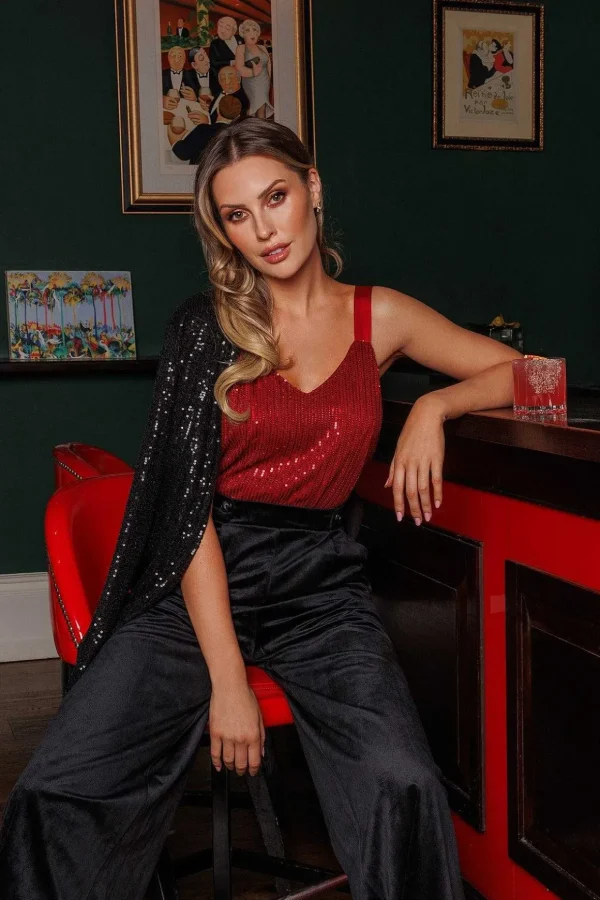 Sequin Chuck On Jacket In Black