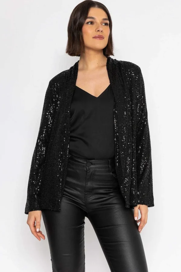 Sequin Chuck On Jacket In Black