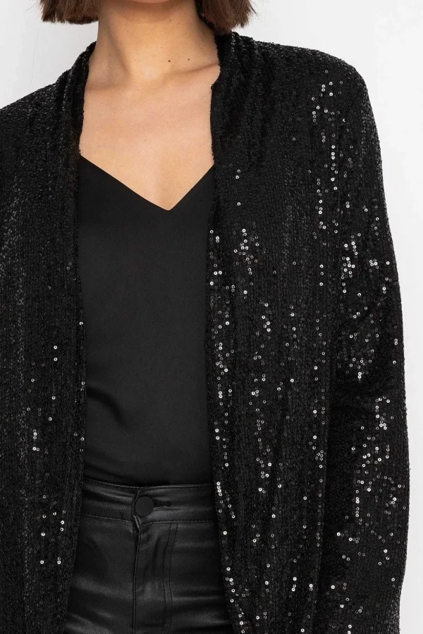 Sequin Chuck On Jacket In Black
