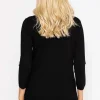 Sequin Crew Neck 3/4 Sleeve Knit In Black