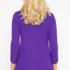 Sequin Crew Neck 3/4 Sleeve Knit In Purple