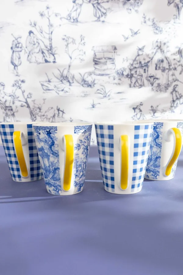 Set Of 4 French Mugs