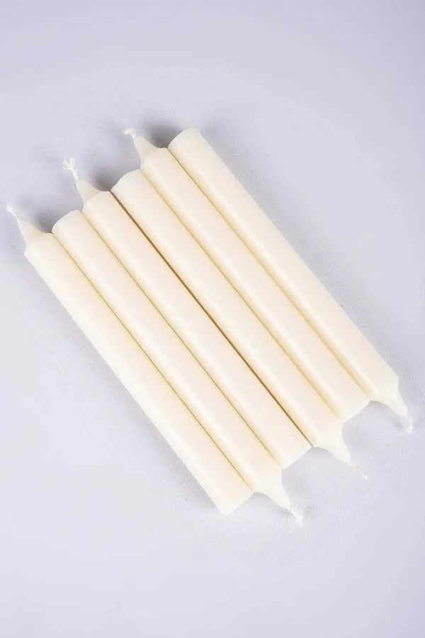 Set Of 6 Ivory Dinner Candles
