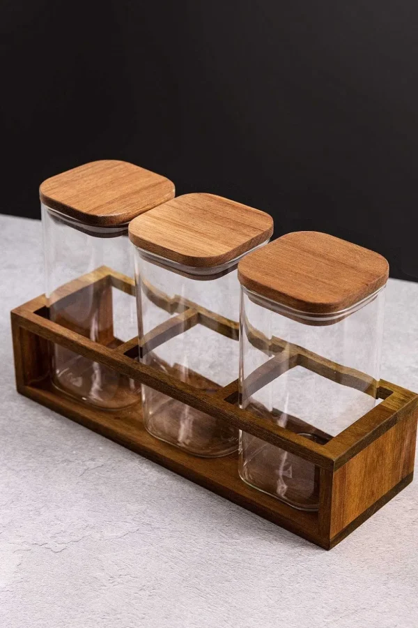 Set Of 3 Lidded Storage Jars