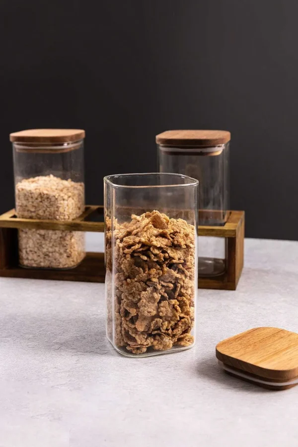 Set Of 3 Lidded Storage Jars