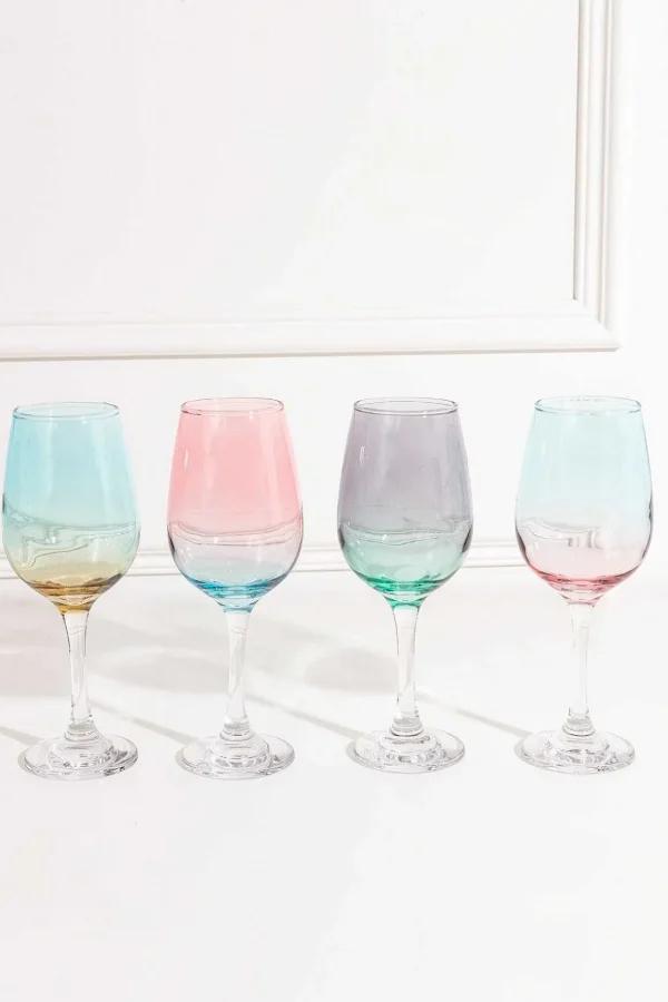 Set Of 4 Lustre Wine Glasses