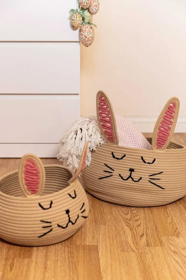 Set Of 2 Woven Bunny Baskets