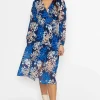 Shauna Midi Dress In Blue Print