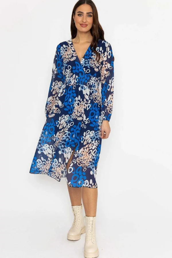 Shauna Midi Dress In Blue Print