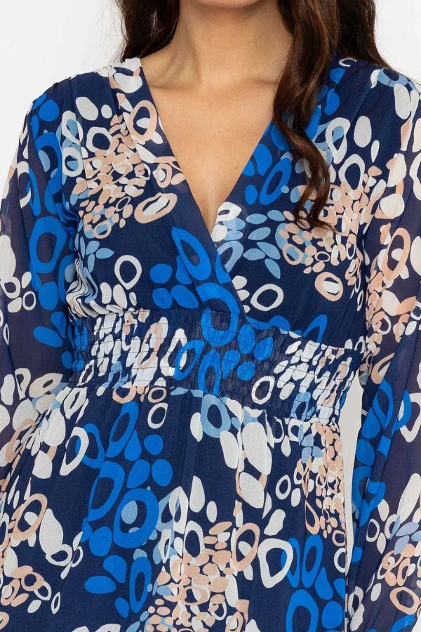 Shauna Midi Dress In Blue Print