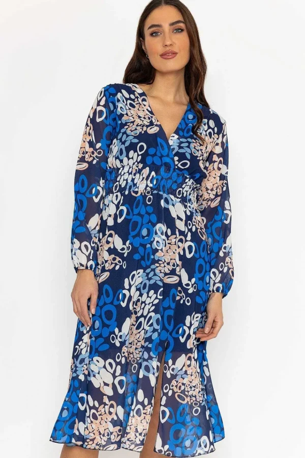 Shauna Midi Dress In Blue Print