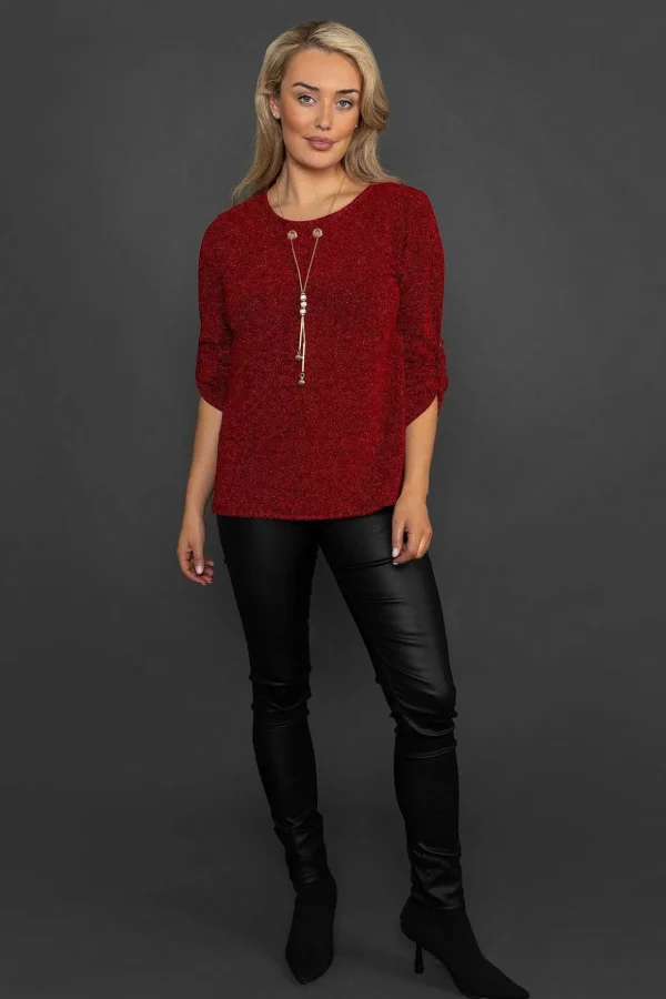 Shimmer Top In Red