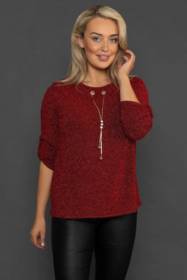Shimmer Top In Red