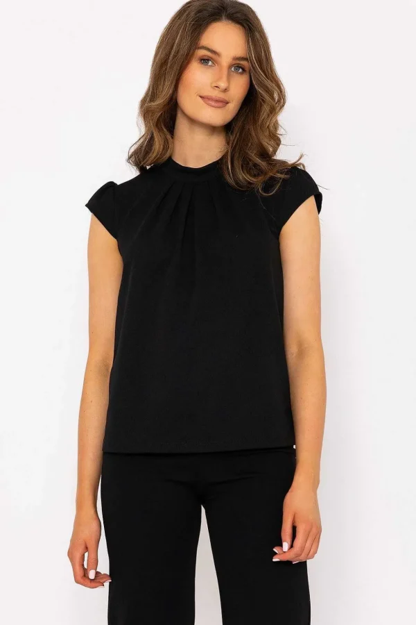 Short Cap Sleeve Top In Black