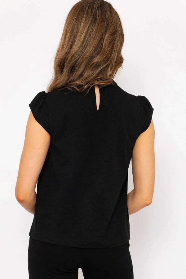 Short Cap Sleeve Top In Black