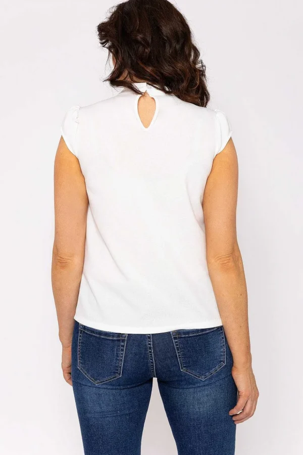 Short Cap Sleeve Top In Ecru