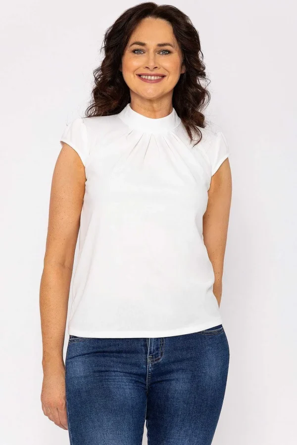 Short Cap Sleeve Top In Ecru