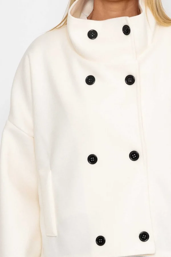 Short Funnel Neck Jacket In White