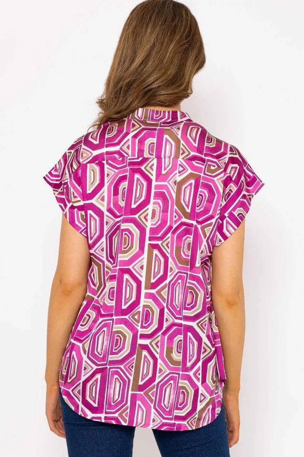 Short Sleeve Lola Top In Pink Print