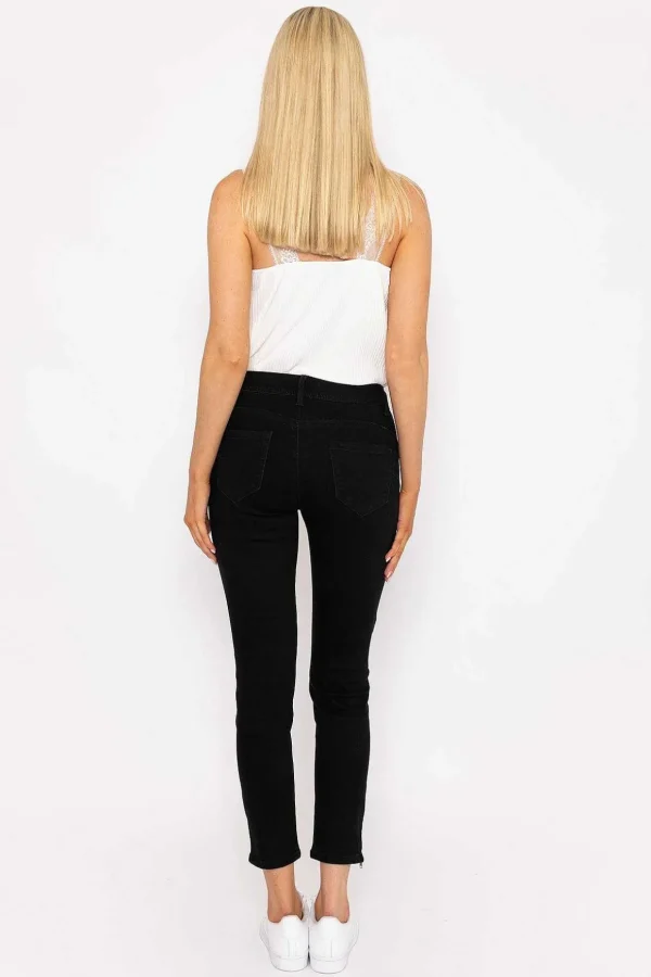 Short Zip Jeans In Black