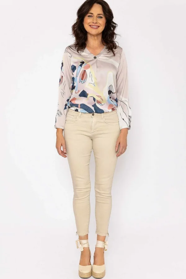 Short Zip Jeans In Cream