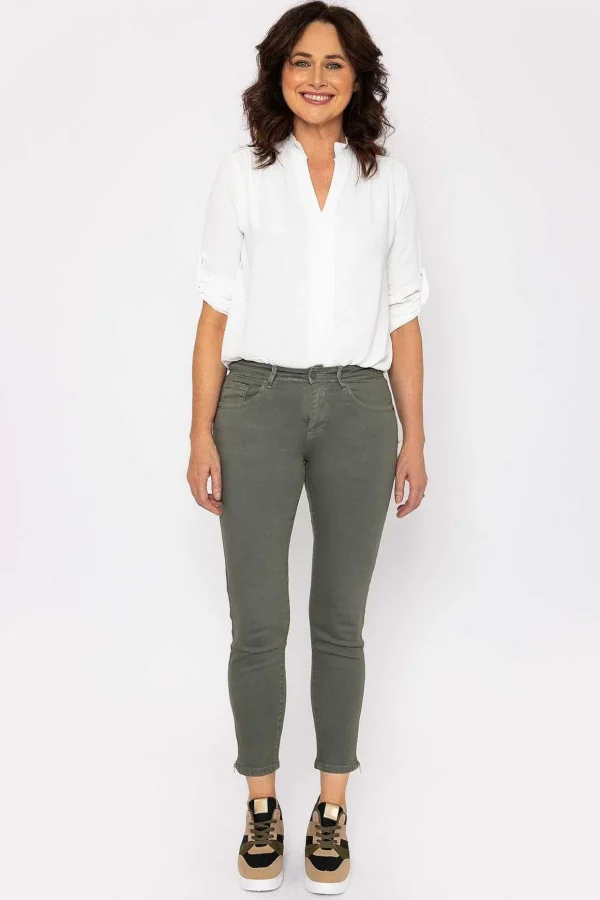 Short Zip Jeans In Khaki