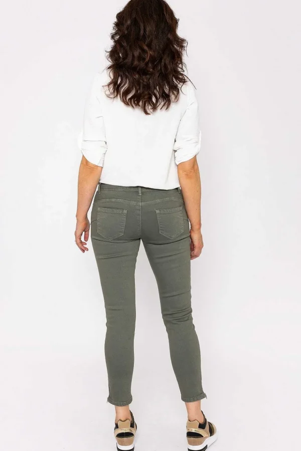 Short Zip Jeans In Khaki