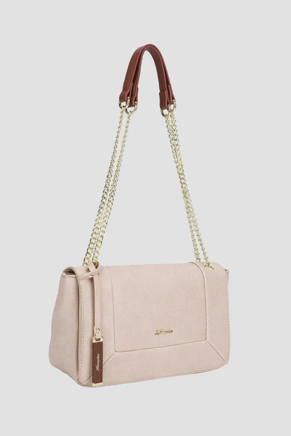 Shoulder Bag With Chain Strap In Cream