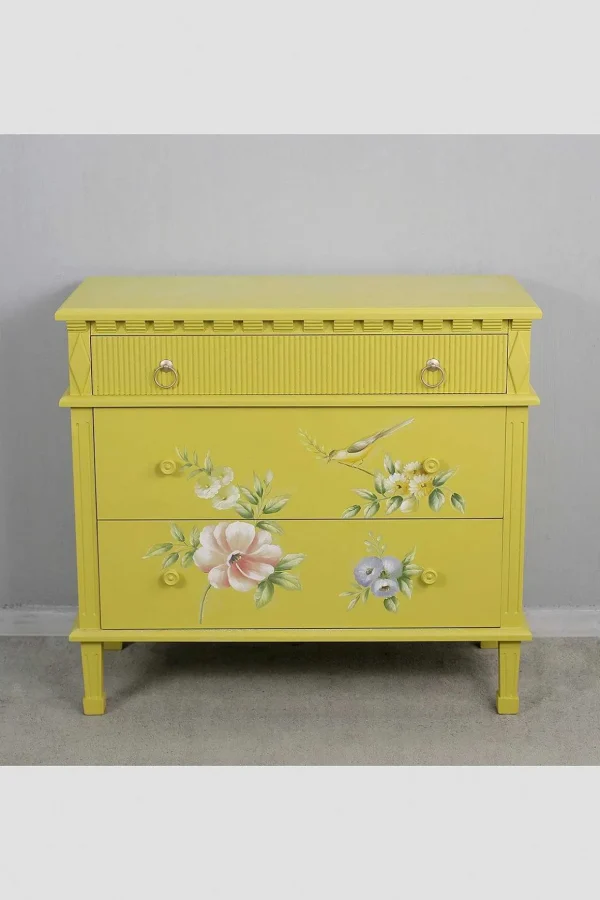 Siena Yellow Floral 3 Drawer Chest