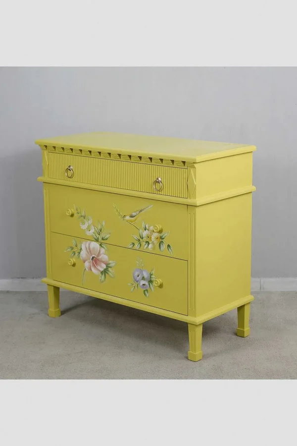 Siena Yellow Floral 3 Drawer Chest