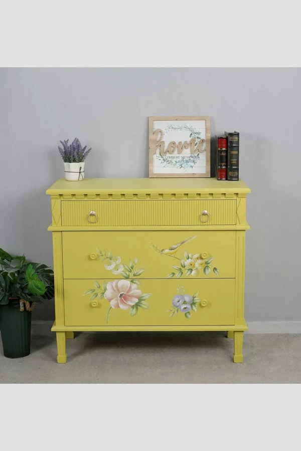 Siena Yellow Floral 3 Drawer Chest