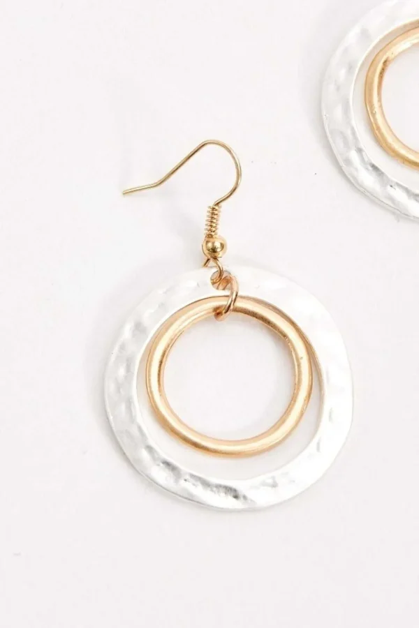 Silver And Gold Circle Earrings