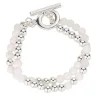 Silver And White Bead Bracelet