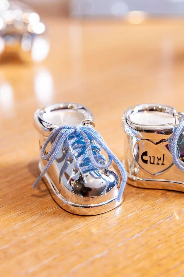 Silver Baby Boy Booties Tooth & Curl